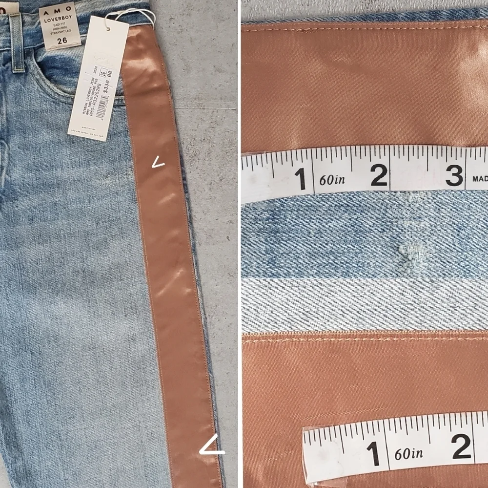 NWT AMO Denim Ribbon Loverboy Jeans 26 Cropped - Picture 10 of 12